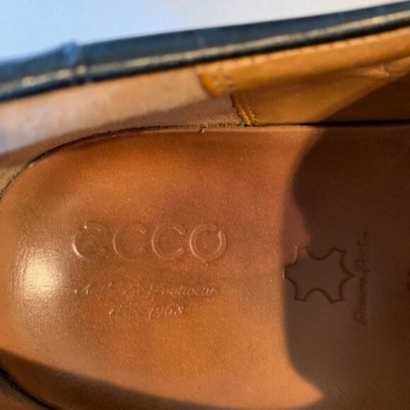 Ecco Men's Shock Point Black Leather Slip On Loafers 12 - Picture 3 of 6